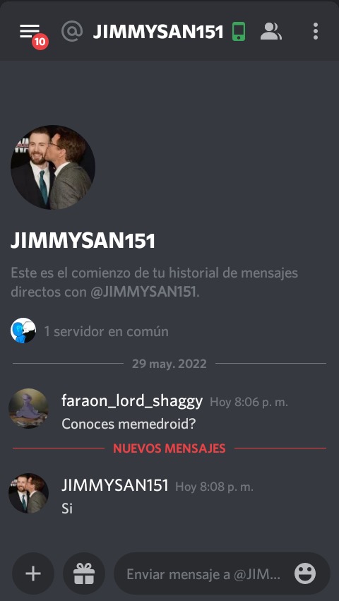 Se confirma Jimmy San conoce memedroid :raising: yo entre a su server y le hable por privado :cool: