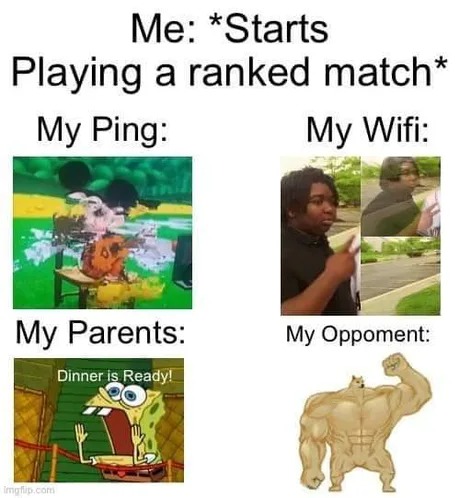 Playing a ranked match - meme