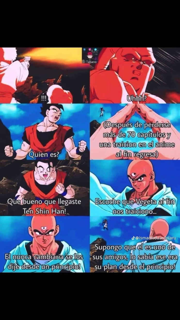 Memierda no pasa de mod ( por cierto el actor de voz de tenshinhan es el que está en la marca de shit tok ) - meme