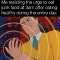 resisting the urge to eat junk food