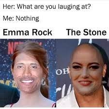 Cursed The Rock and Emma Stone swap face meme