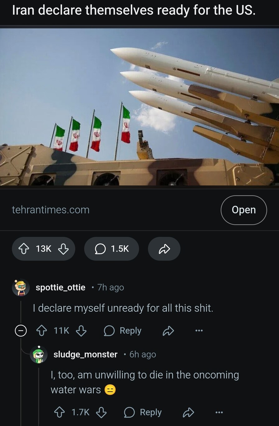 Iran ready for war, me ready for absolutely nothing - meme
