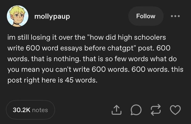 Essays before Chatgpt - meme