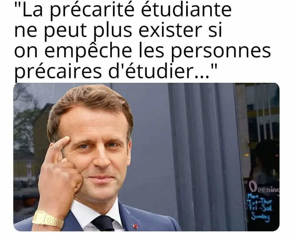 "Macron veut remettre en cause la quasi-gratuité des études universitaires" - meme