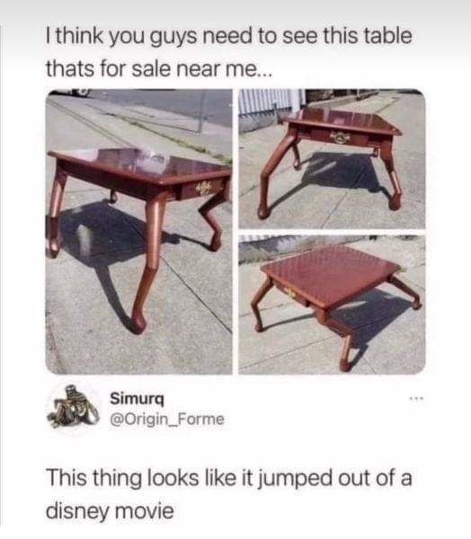 table that look like it jumped out of a disney movie