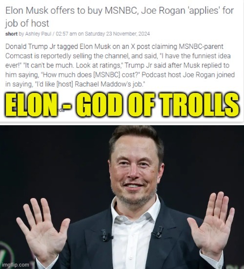 Elon may buy MSNBC - meme