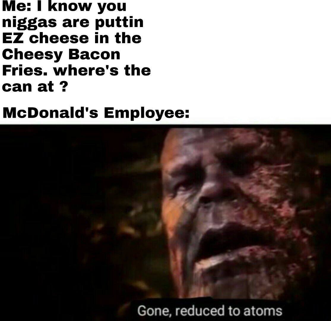 The Cheesy Bacon Fries are a lie - meme