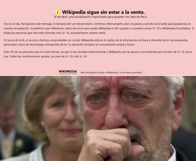 Wikipedia va a morir - meme