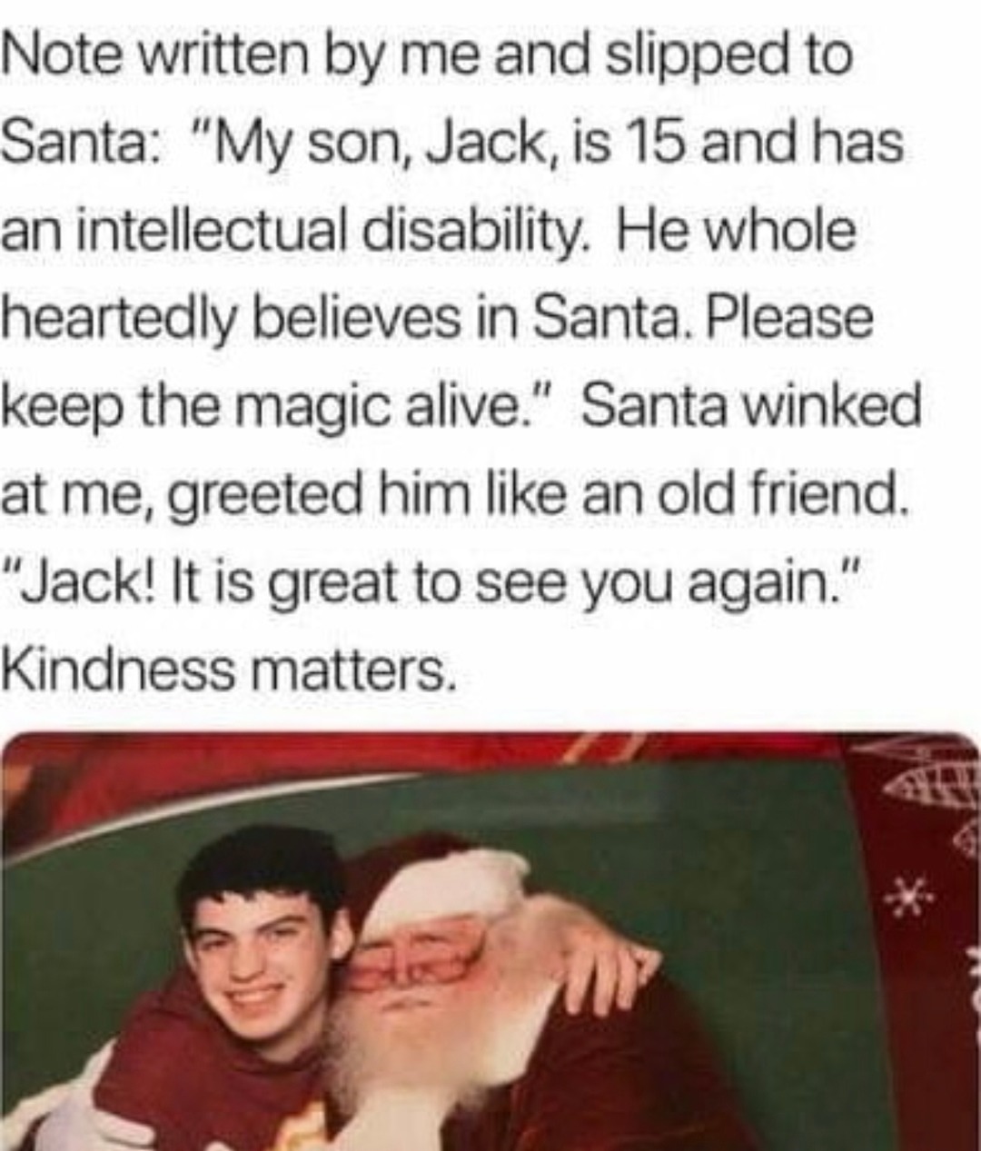 Santa keeping the magic alive for Jack, absolute legend - meme