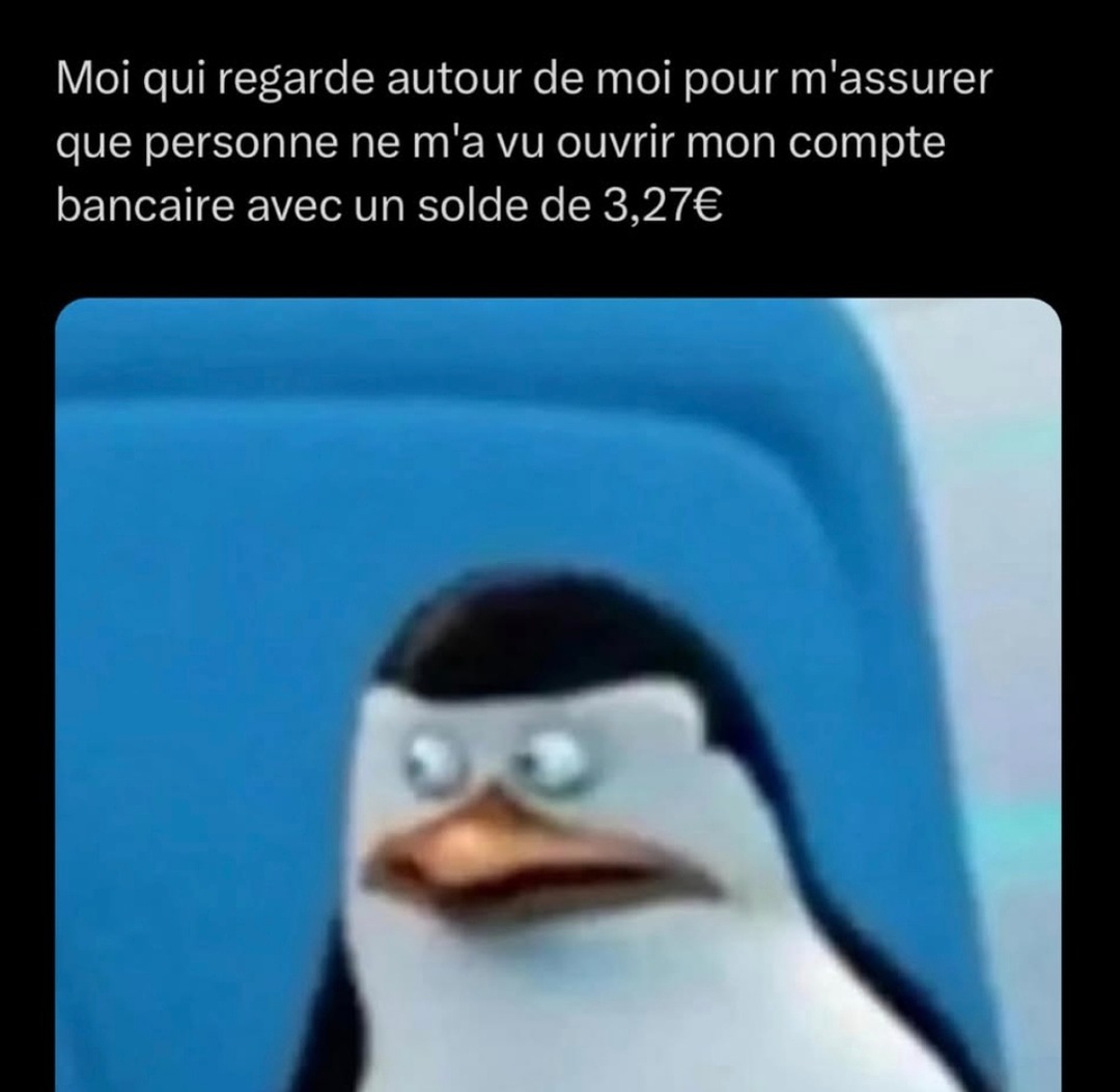 Quand t’ouvres ton appli bancaire avec 3,27€ et l’espoir - meme