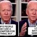 Biden: Got hair plugs so he would have gray on the outside of his head. Wish he was concerned about having gray matter inside his head.
