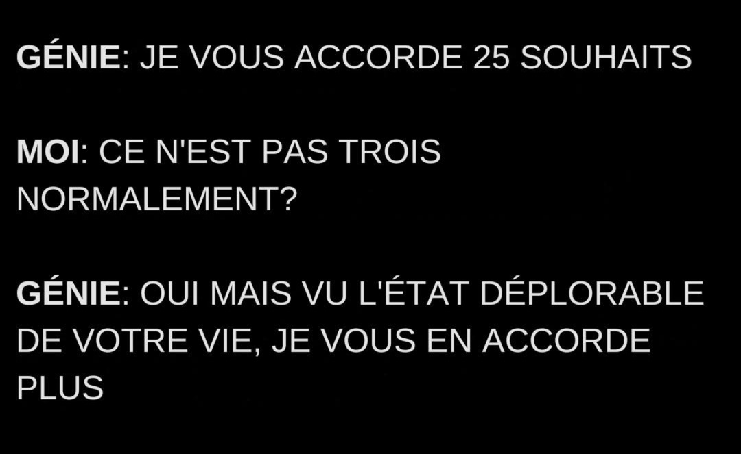 Génie : je t’accorde 25 souhaits… vu l’état de ta vie - meme