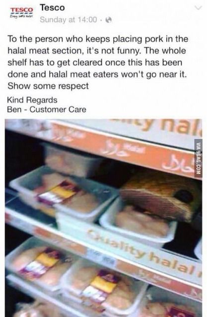 Guys, stop placing pork in the halal section , kek!! - meme