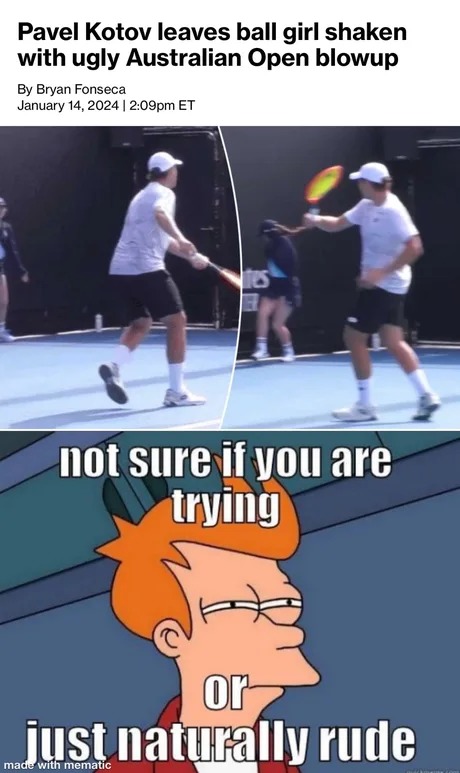 Pavel Kotov leaves ball girl shaken with ugly Australian Open blowup - meme