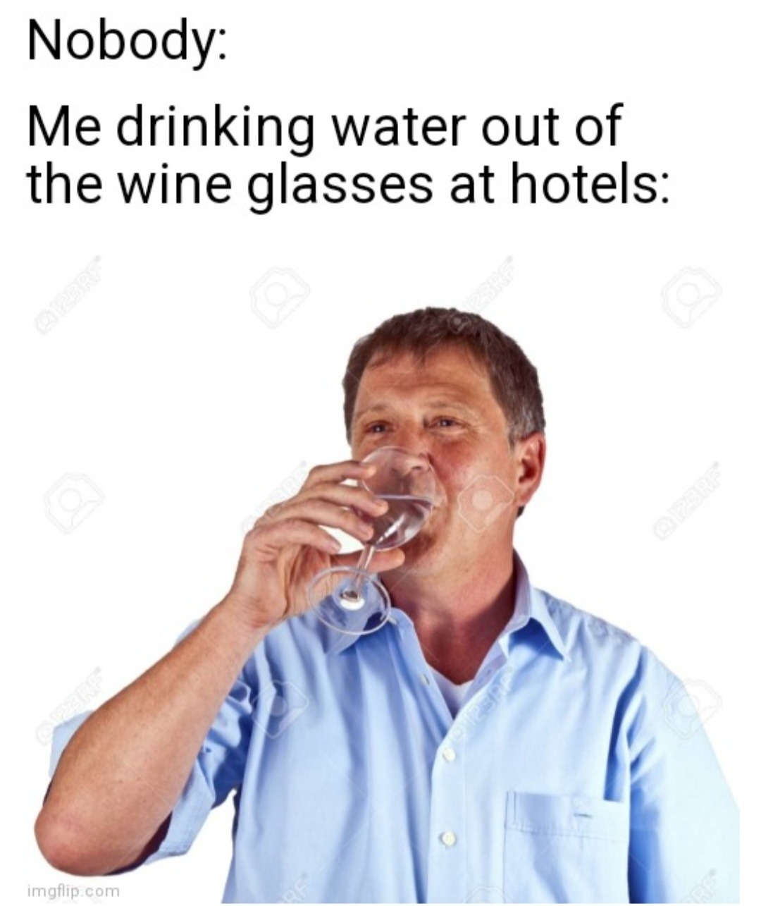 Wine glasses at hotels - meme