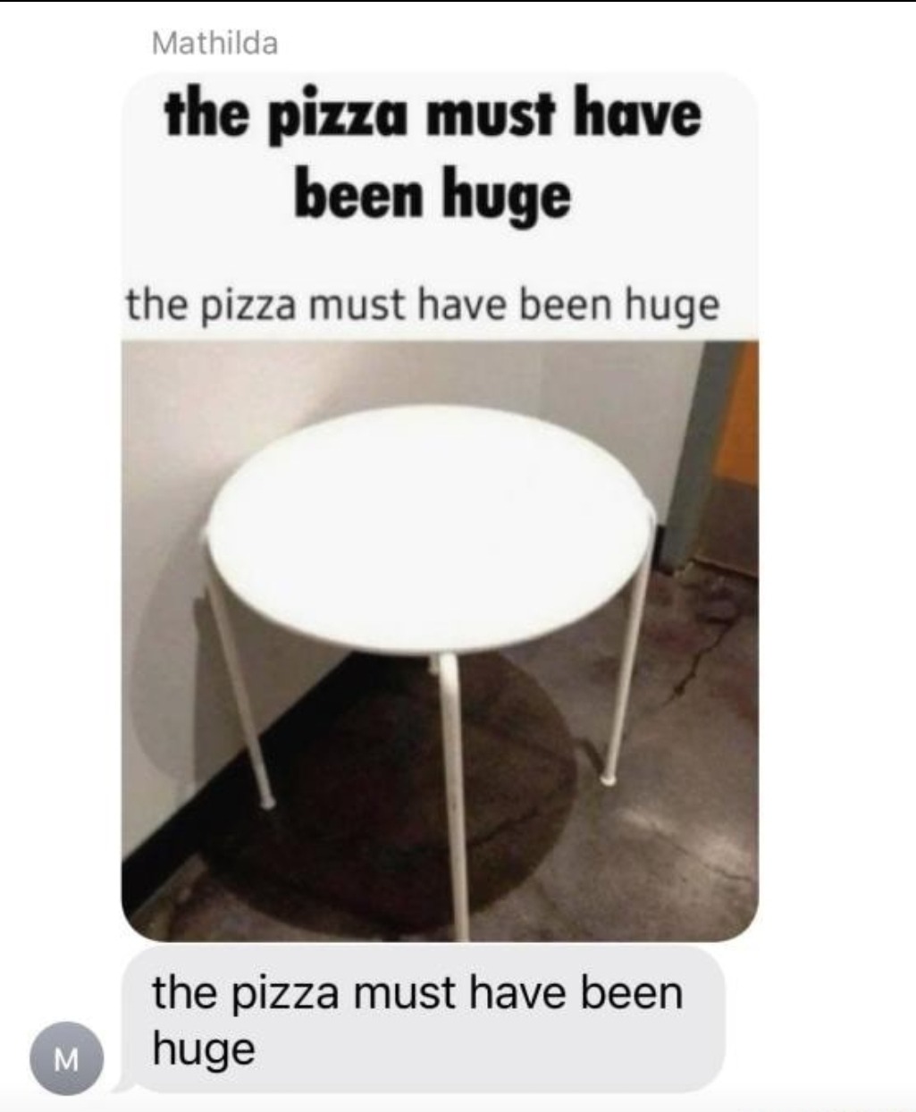 The pizza must have been huge - meme
