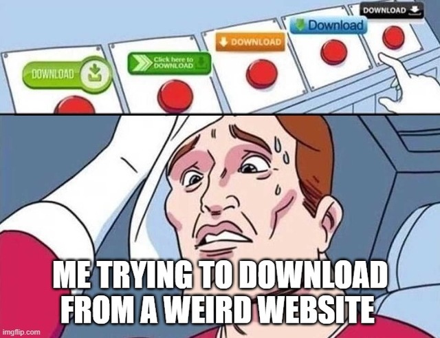 Which is the right download button? - meme