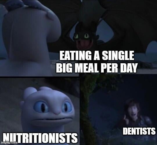 Eating a single big meal per day? sounds good - meme