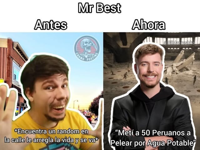 MrBeast versión Perú: te da agua potable y desaparece - meme