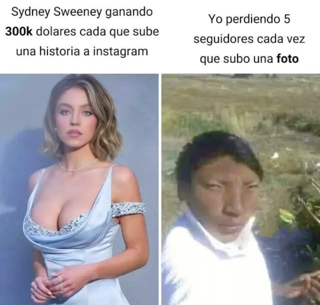 Sydney Sweeney ganando millones y yo perdiendo dignidad - meme