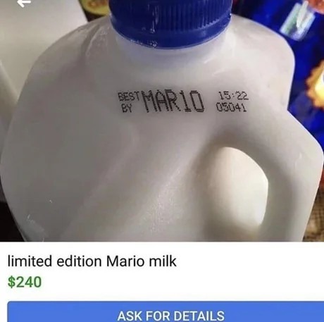 Mario milk: the rare limited edition of questionable flavor - meme