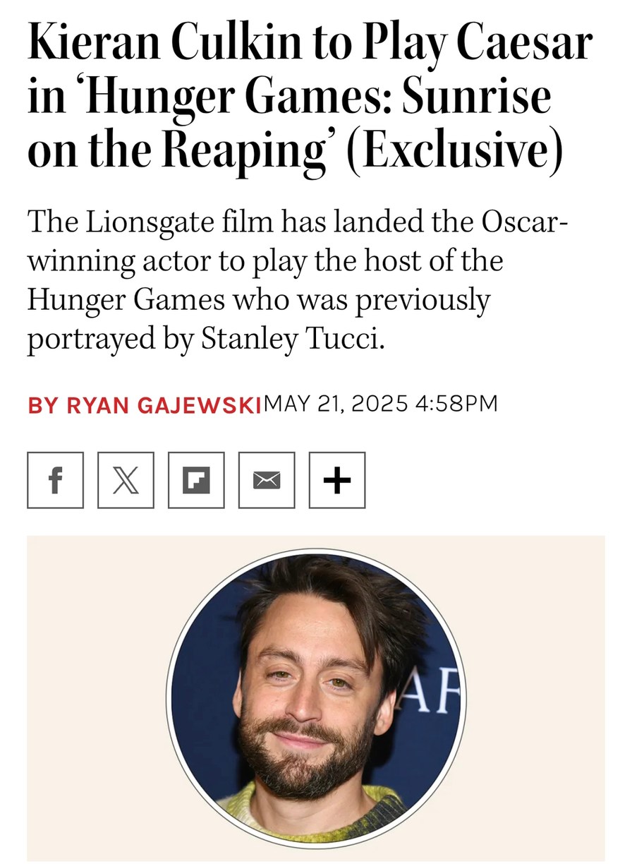 kieran culkin is the new caesar in hunger games prequel - meme