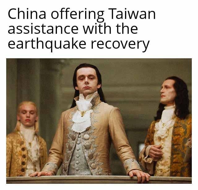 China offering help to Taiwan with the earthquake - meme
