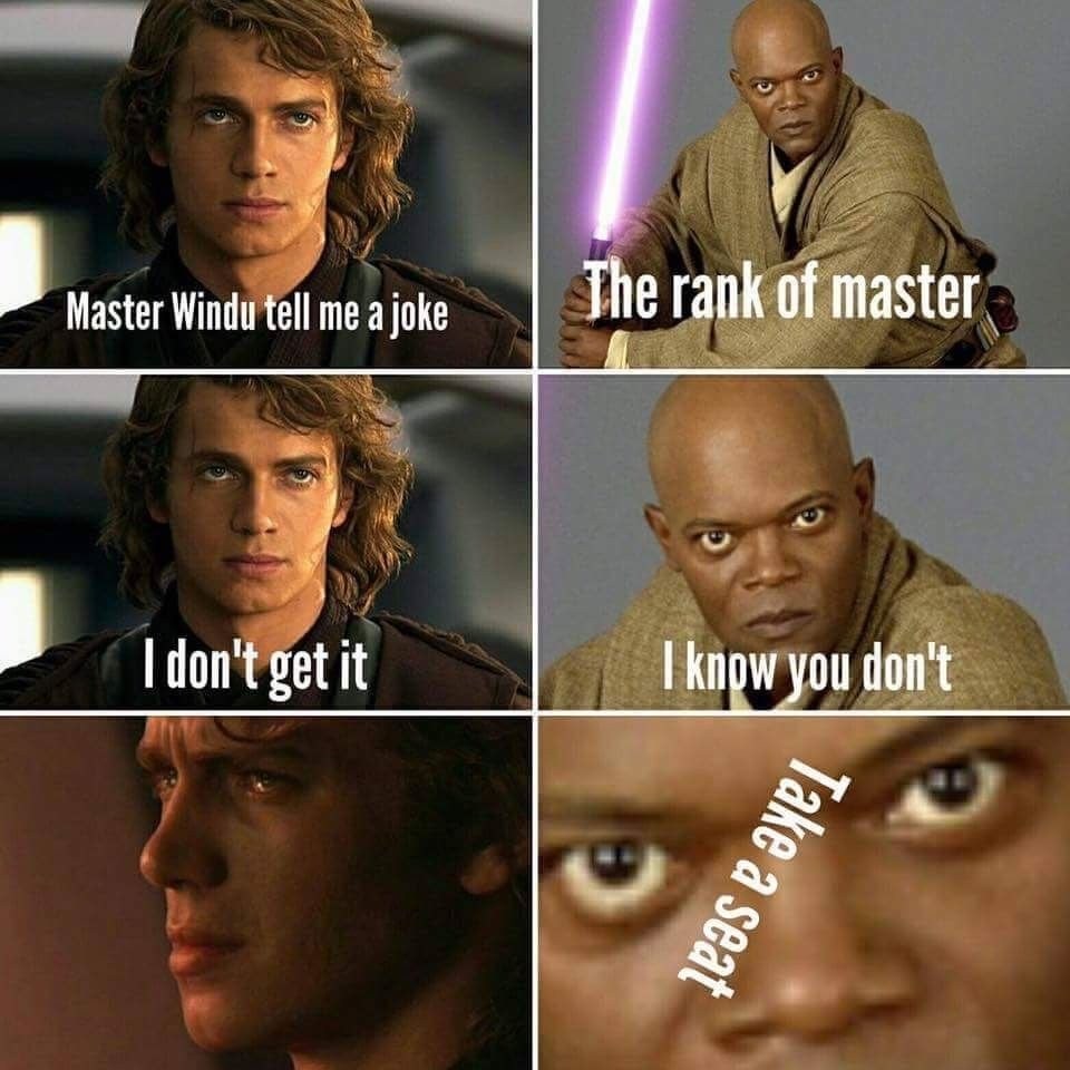 This took me a while to figure out. He literally didn't get the rank of master. - meme