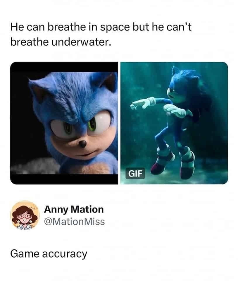 Can breathe in space, but not underwater. Game logic - meme