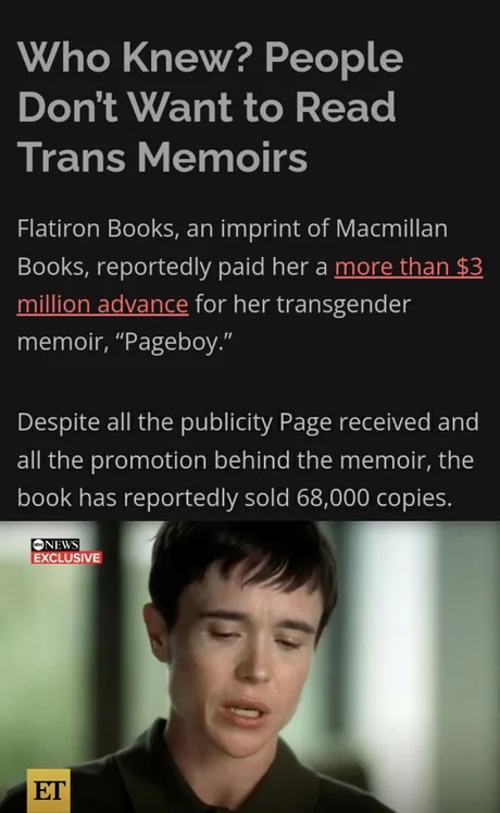 People don't want to read trans memoirs - meme