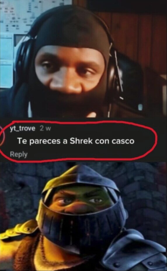 te pareces a Shrek con casco - meme