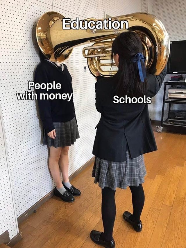 Rich kids learning in luxury while my school got chalk from 1982 - meme