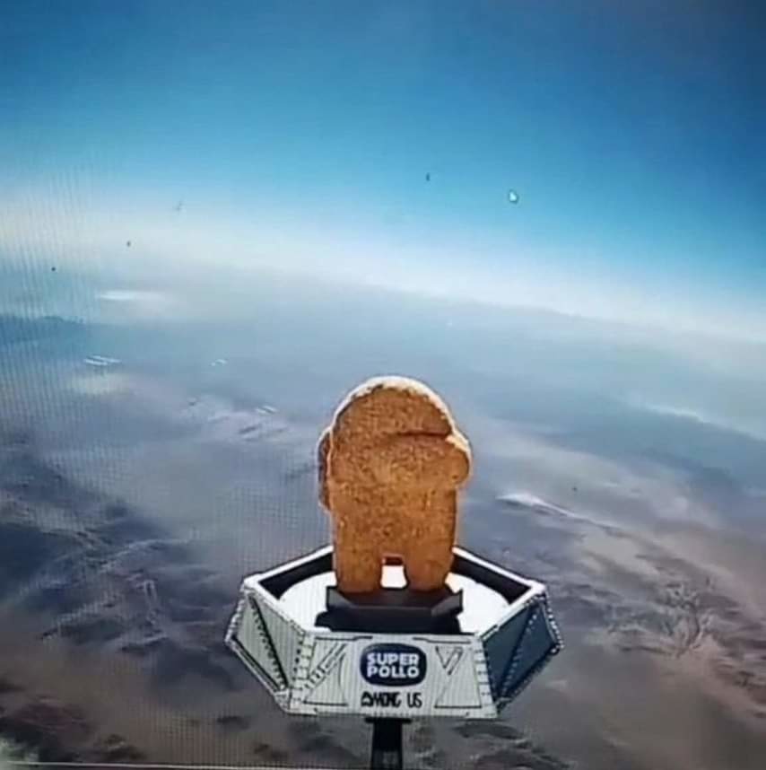 Mandaron un among us super pollo al espacio - meme