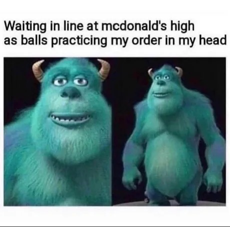 Waiting in line at McDonlad's - meme