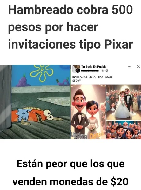Cobran 500 pesos por hacer invitaciones tipo Pixar - meme