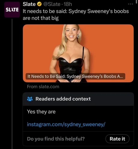 Sydney Sweeney fact check - meme