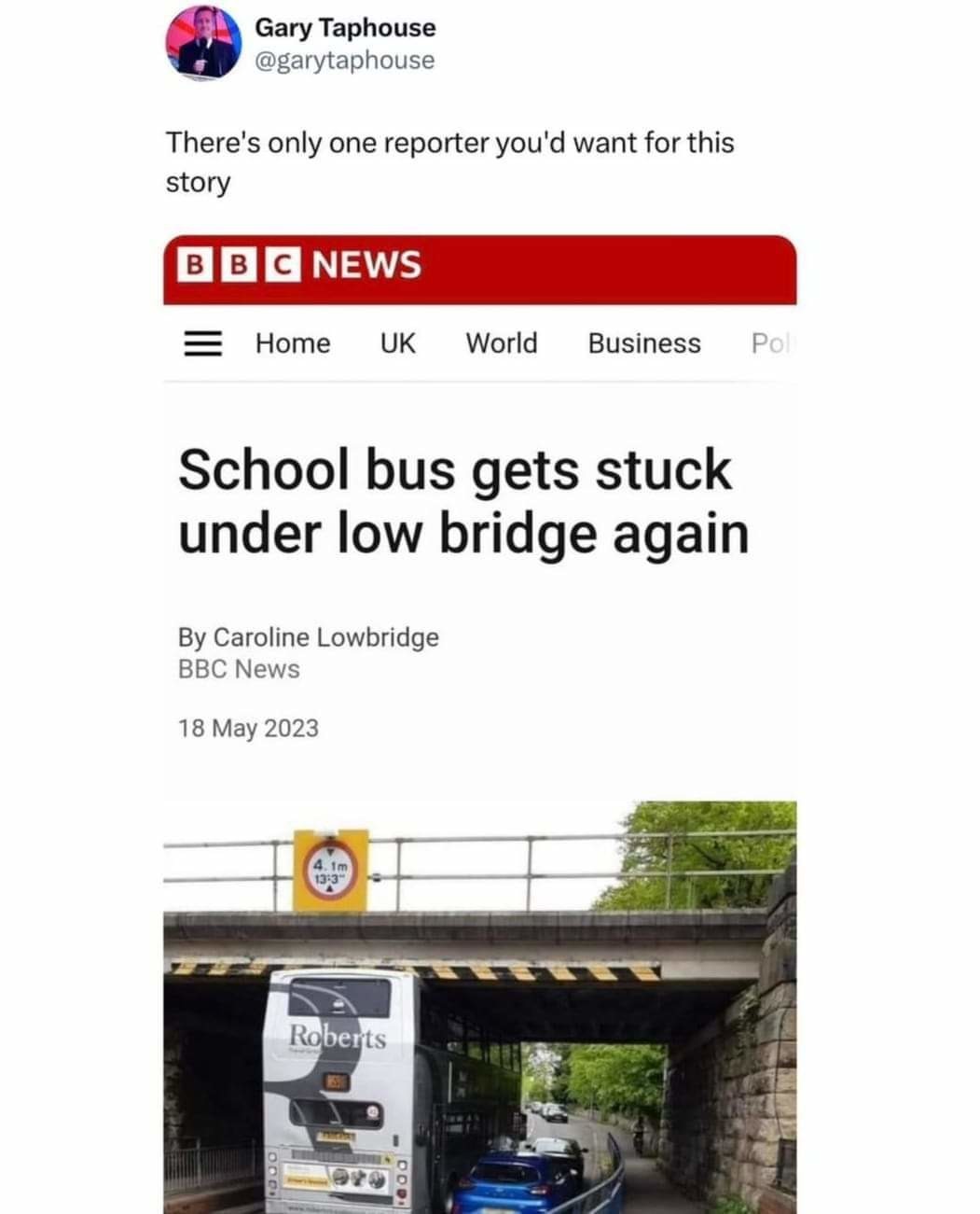 Lowbridge for low bridge..... - meme