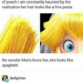 Mario likes peaches and sauce