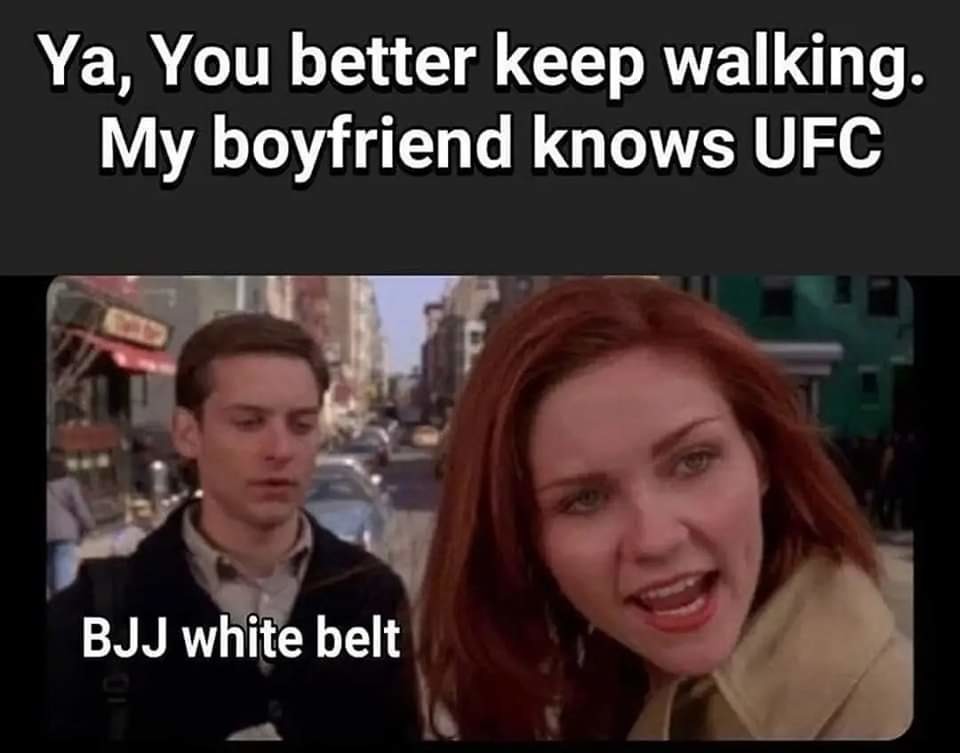 To be fair there's alot of training before you become a blue belt - meme