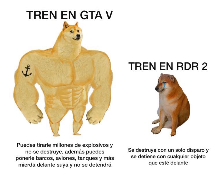 Tren GTA V vs Tren RDR 2 - meme