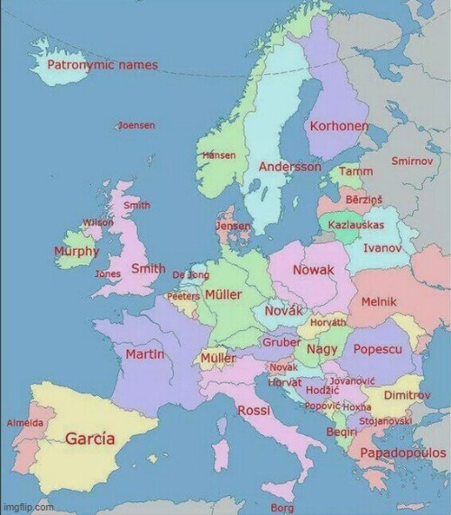 Apellidos mas comunes en Europa - meme