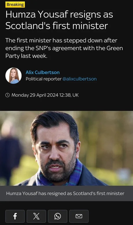 Humza Yousaf resigns as Scotland’s first minister - meme