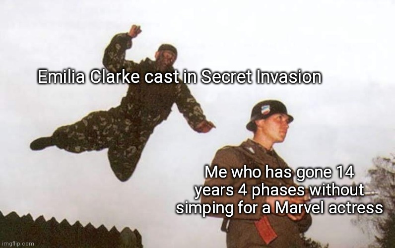 meme of emilia clark in the secret invasion series