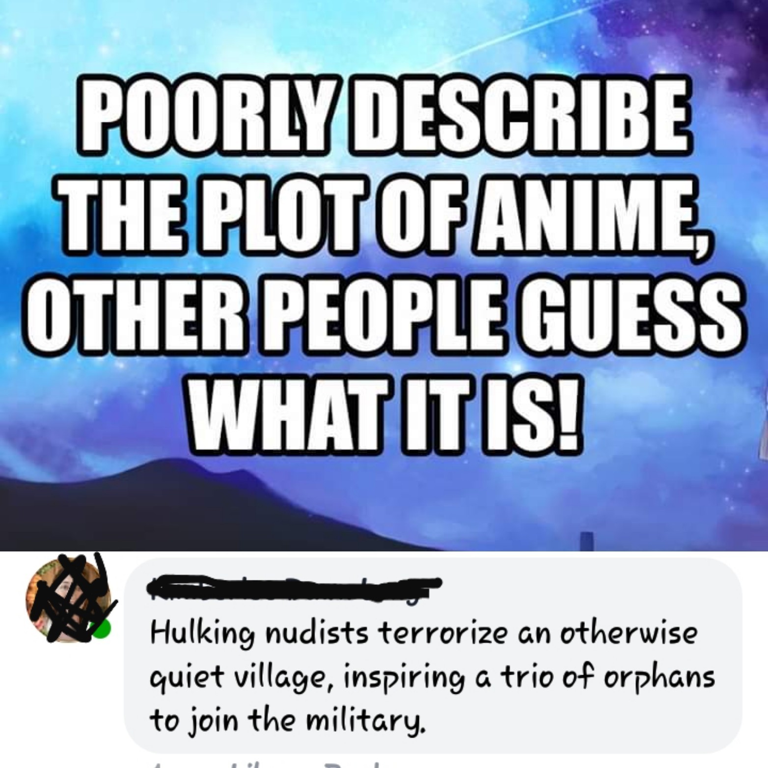 Describe an anime badly - meme
