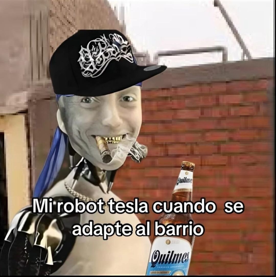 El robot Tesla adaptado al barrio - meme