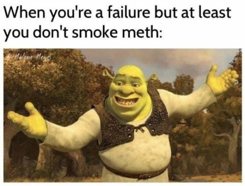 When you are a failure but at least you don't smoke meth - meme