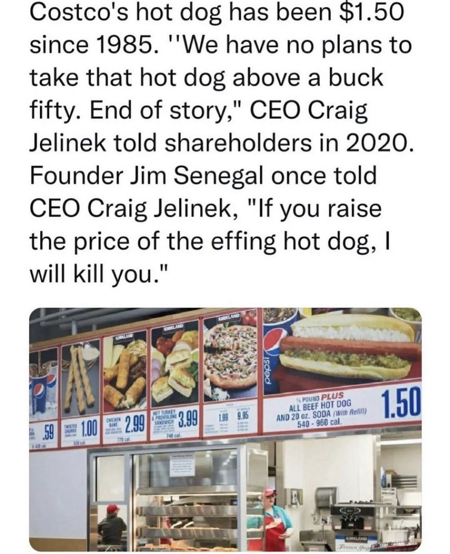 Costco hotdog is what the dollar should be based on - meme