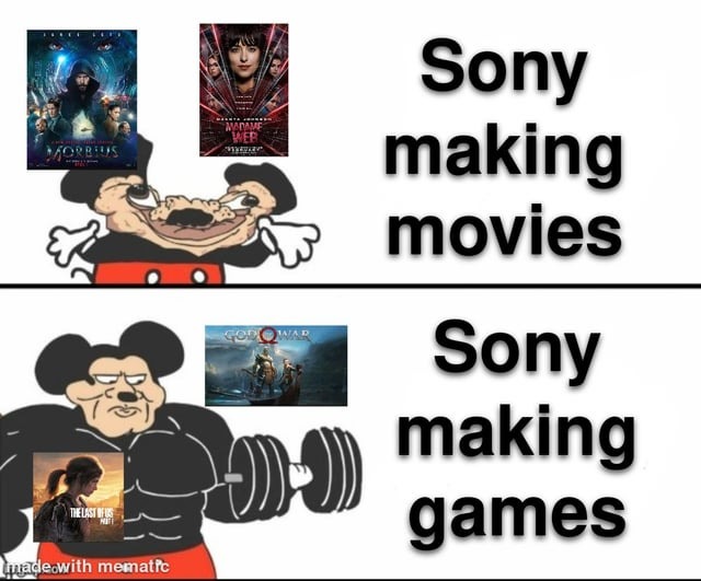 Sony movies vs video games - meme
