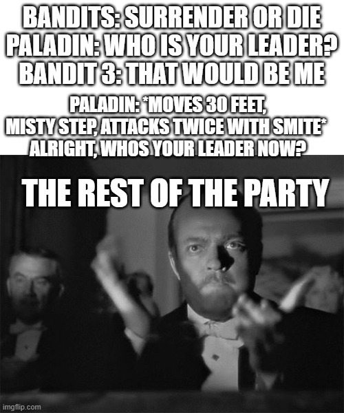 Paladin said 'misty step' and the whole squad leveled up - meme