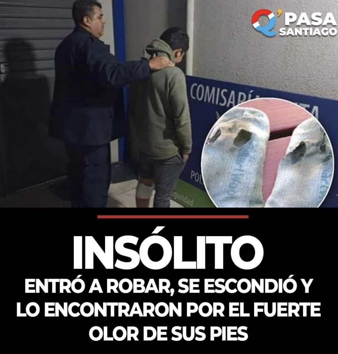 Ladrón se esconde pero lo delatan sus patas... literalmente - meme